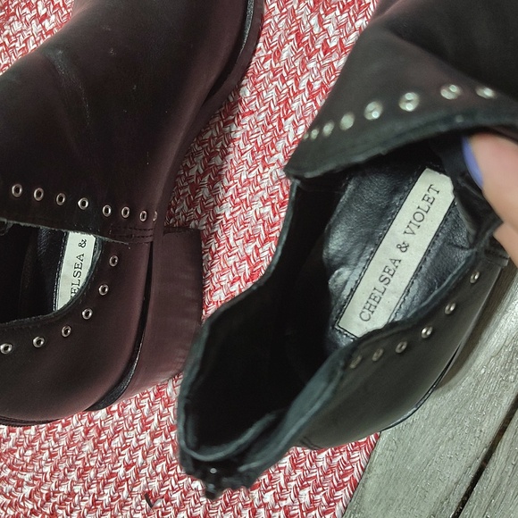 Chelsea & Violet Black Leather Ankle Boots Size Women's 5.5 - Picture 10 of 12